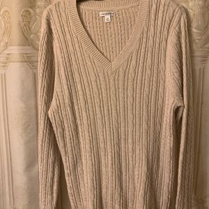 Cream and gold v neck sweater
